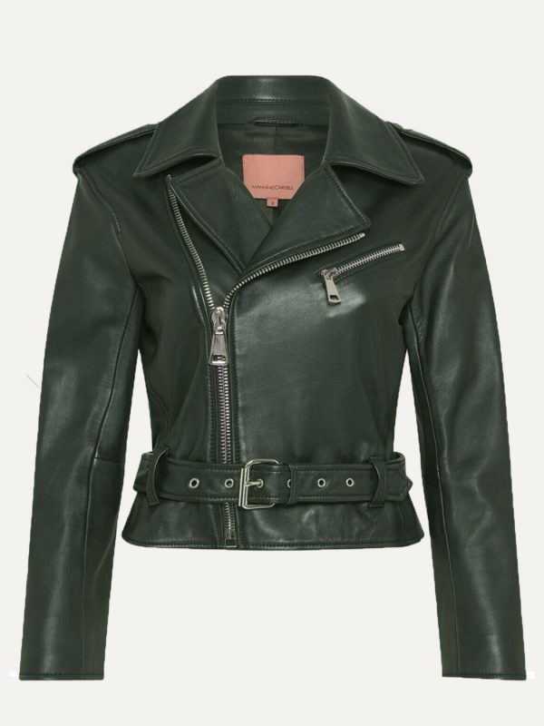 GREEN LEATHER JACKET MANNING CARTELL